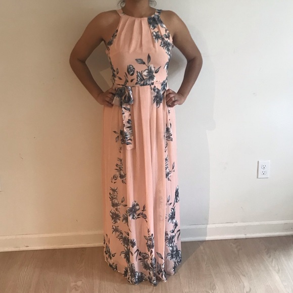 gray floral maxi dress